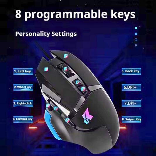 Programming Gaming Mouse Ergonomic Wired USB Optical RGB Backlight.