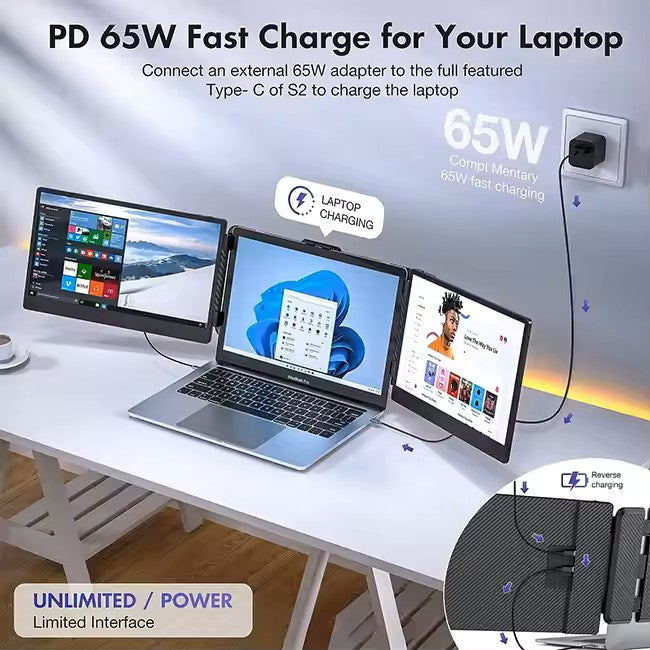 Dual Screen 14" Laptop Monitor Portable Extender.