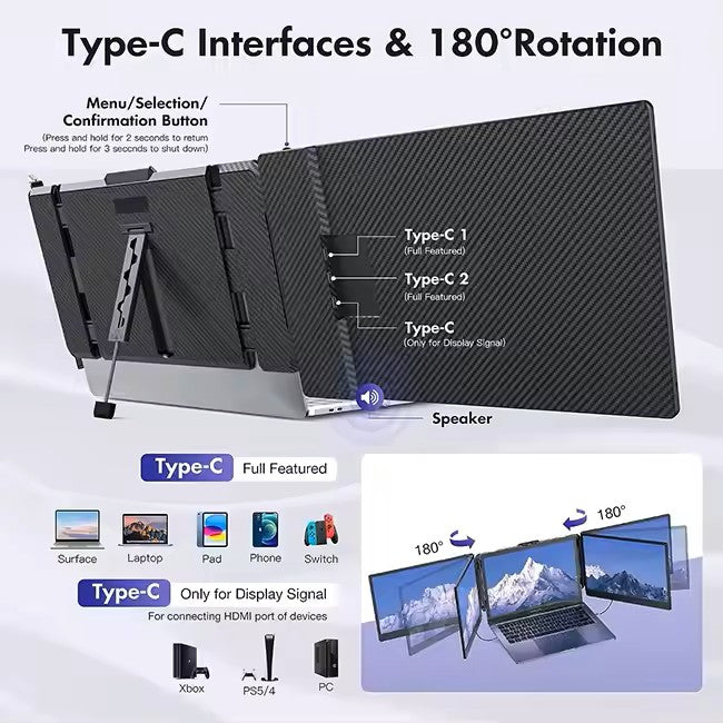 Dual Screen 14" Laptop Monitor Portable Extender.
