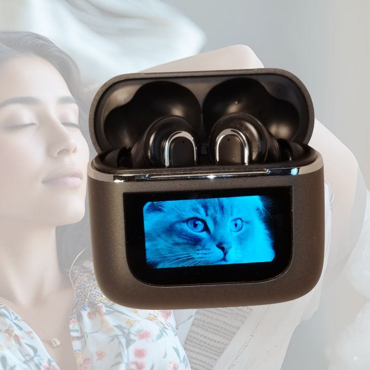 Wireless Earphone Smart Lcd Touch Screen Headphone.