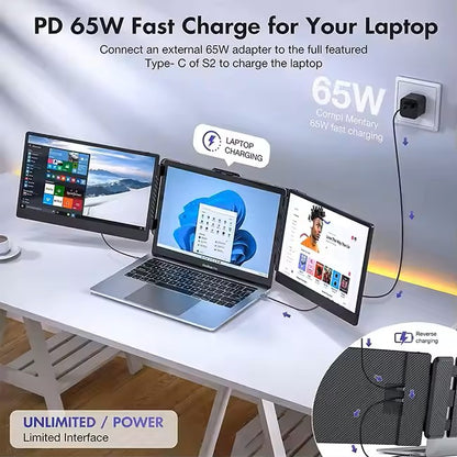 Dual Screen 14" Laptop Monitor Portable Extender.
